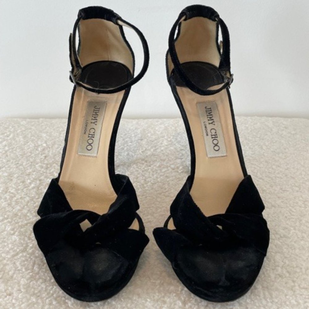 Jimmy Choo Black Velvet Platforms/Heels sz 38.5